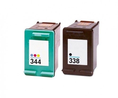 2 Compatible Ink Cartridges, HP 344 Color 18ml + HP 338 Black 20ml