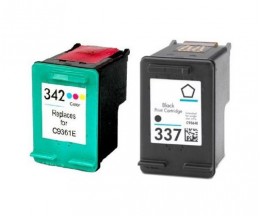 2 Compatible Ink Cartridges, HP 342 Color 18ml + HP 337 Black 18ml