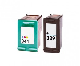 2 Compatible Ink Cartridges, HP 344 Color 18ml + HP 339 Black 25ml