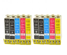 10 Compatible Ink Cartridges, Epson T1281-T1284 Black 13ml + Color 6.6ml