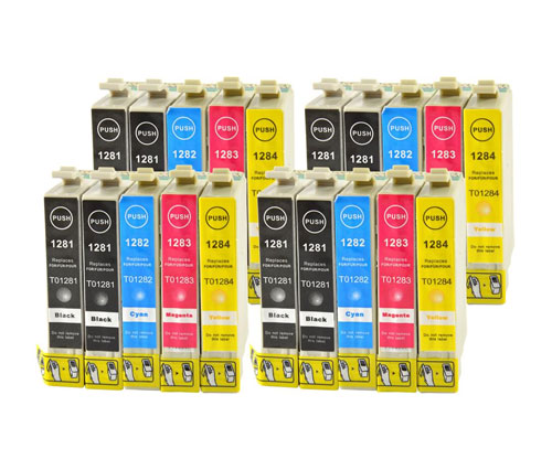 20 Compatible Ink Cartridges, Epson T1281-T1284 Black 13ml + Color 6.6ml