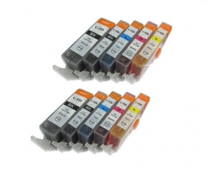10 Compatible Ink Cartridges, Canon PGI-525 / CLI-526 Black 19.4ml + Color 9ml