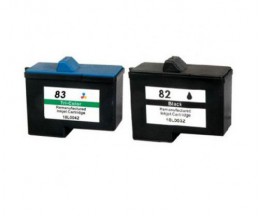 2 Compatible Ink Cartridges, Lexmark 82 Black 21ml + Lexmark 83 Color 15ml