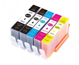 5 Compatible Ink Cartridges, HP 364 XL Black 18.6ml + Color 14.6ml