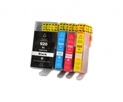 4 Compatible Ink Cartridges, HP 920 XL Black 53ml + Color 14.6ml