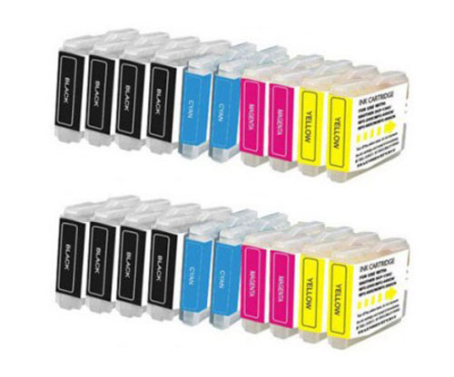 20 Compatible Ink Cartridges, Brother LC-970 XL / LC-1000 XL Black 36ml + Color 26.6ml
