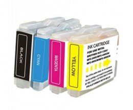 4 Compatible Ink Cartridges, Brother LC-970 XL / LC-1000 XL Black 36ml + Color 26.6ml