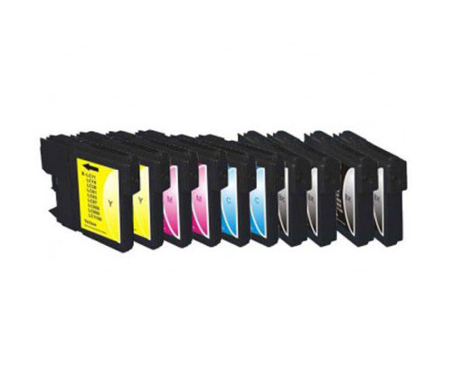 10 Compatible Ink Cartridges, Brother LC-980 XL / LC-1100 XL Black 28ml + Color 18ml