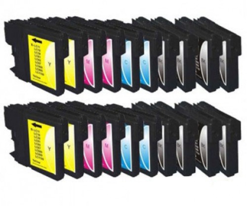 20 Compatible Ink Cartridges, Brother LC-980 XL / LC-1100 XL Black 28ml + Color 18ml