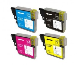 4 Compatible Ink Cartridges, Brother LC-985 XL Black 28ml + Color 18ml