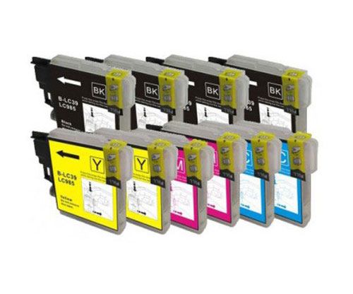 10 Compatible Ink Cartridges, Brother LC-985 XL Black 28ml + Color 18ml