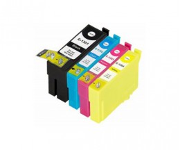 4 Compatible Ink Cartridges, Epson T1301-T1304 Black 33ml + Color 14ml