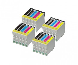 20 Compatible Ink Cartridges, Epson T0441-T0444 Black 17ml + Color 17ml