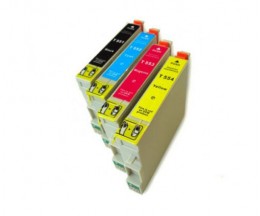 4 Compatible Ink Cartridges, Epson T0551-T0554 Black 17ml + Color 16ml