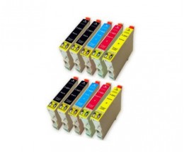 10 Compatible Ink Cartridges, Epson T0551-T0554 Black 17ml + Color 16ml