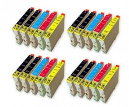 20 Compatible Ink Cartridges, Epson T0551-T0554 Black 17ml + Color 16ml