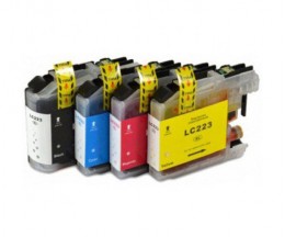 4 Compatible Ink Cartridges, Brother LC-221 / LC-223 Black 16.6ml + Color 9ml