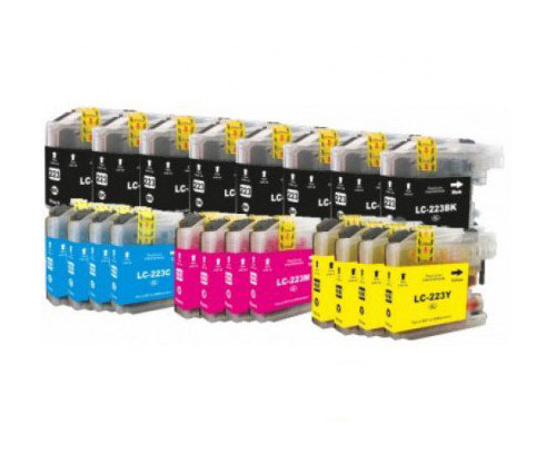 20 Compatible Ink Cartridges, Brother LC-221 / LC-223 Black 16.6ml + Color 9ml