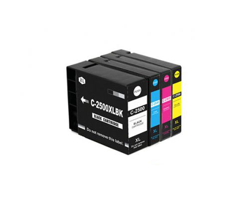 4 Compatible Ink Cartridges, Canon PGI-2500 XLBK Black 74.6ml + Color 20.4ml