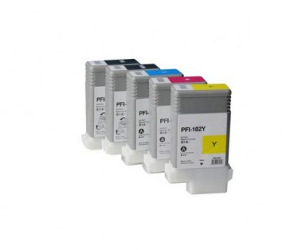 5 Compatible Ink Cartridges, Canon PFI-102 Black + Color 130ml