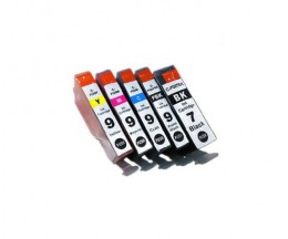 5 Compatible Ink Cartridges, Canon PGI-7 Black 24ml + PGI-9 Color 13.4ml