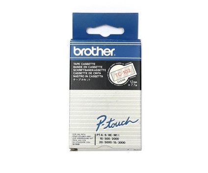 Original tape Brother TC-102 Red on Transparent 12mm x 7.7m