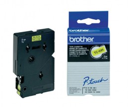 Original tape Brother TC-691 Black on Yellow 9mm x 7.7m