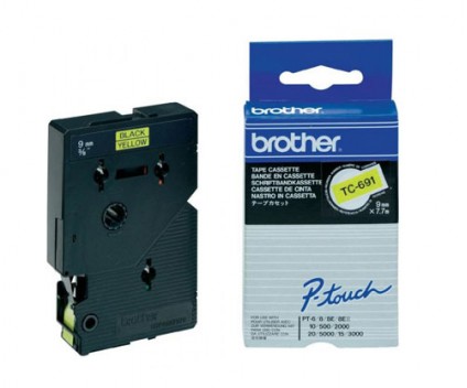 Original tape Brother TC-691 Black on Yellow 9mm x 7.7m