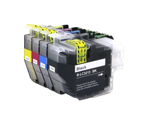 4 Compatible Ink Cartridges, Brother LC-3211 / LC-3213 Black + Colors ~ 400 Pages