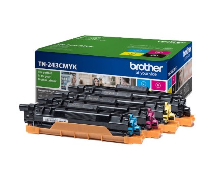 4 Original Toners, Brother TN-243 Black + Colors ~ 1.000 Pages