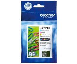 4 Original Ink Cartridges, Brother LC-422 XL Black + Color ~ 3.000 / 1.500 pages