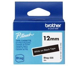 Original tape Brother BTAG-335 white on black 12mm x 4m