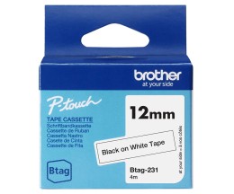 Original tape Brother BTAG-231 black on white 12mm x 4m