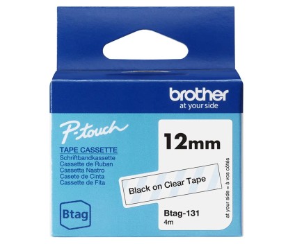 Original tape Brother BTAG-131 black on transparent 12mm x 4m