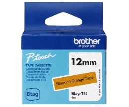 Original tape Brother BTAG-T31 black on orange 12mm x 4m