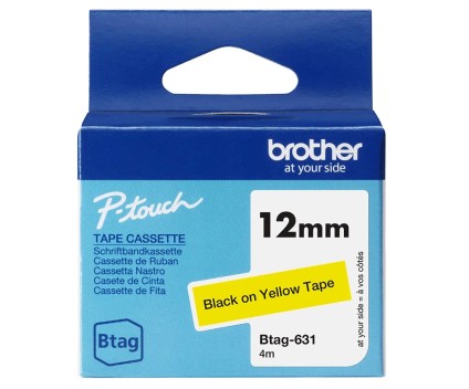 Original tape Brother BTAG-631 black on yellow 12mm x 4m