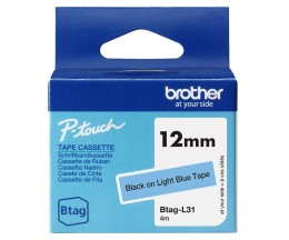 Original tape Brother BTAG-L31 black on light blue 12mm x 4m