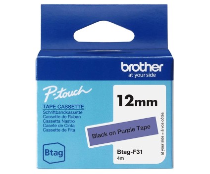 Original tape Brother BTAG-F31 black on purple 12mm x 4m