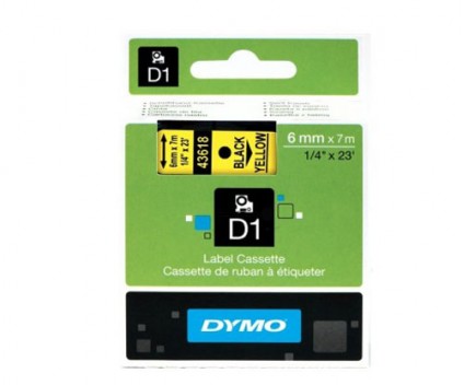 Original Tape DYMO 43618 Black / Yellow 6mm x 7m