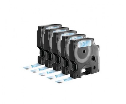 5 Compatible Tapes, DYMO 45011 BLUE / TRANSPARENT 12mm x 7m