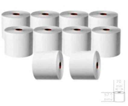 10 Thermal Paper Rolls 57x70x11mm