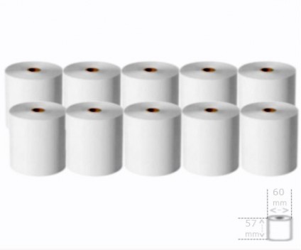 10 Thermal Paper Rolls 57x60x11mm