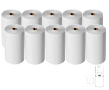 10 Thermal Paper Rolls 80x60x11mm
