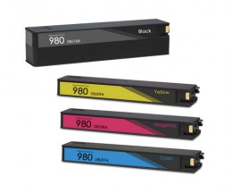 4 Compatible Ink Cartridges, HP 980 Black 256ml + Color 110ml