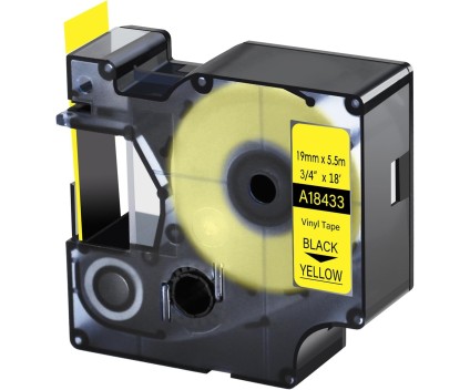 Compatible Tape DYMO 18433 Vinyl Black / Yellow 19mm x 5.5m