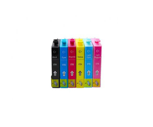 6 Compatible Ink Cartridges, Epson T0791-T0796 Black + Color 17ml
