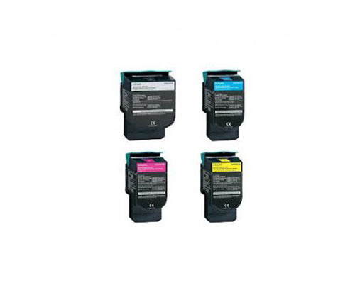 4 Compatible Toners, Lexmark C544X Black + Color ~ 6.000 / 4.000 Pages