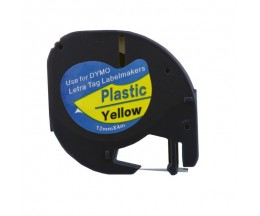 Compatible Tape DYMO 91202 Plastic Black / Yellow 12 mm x 4m