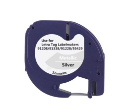 Compatible Tape DYMO S0721730 12m x 4m Black text on a metallic background