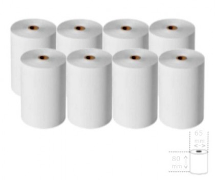 8 Thermal Paper Rolls 80x65x12mm